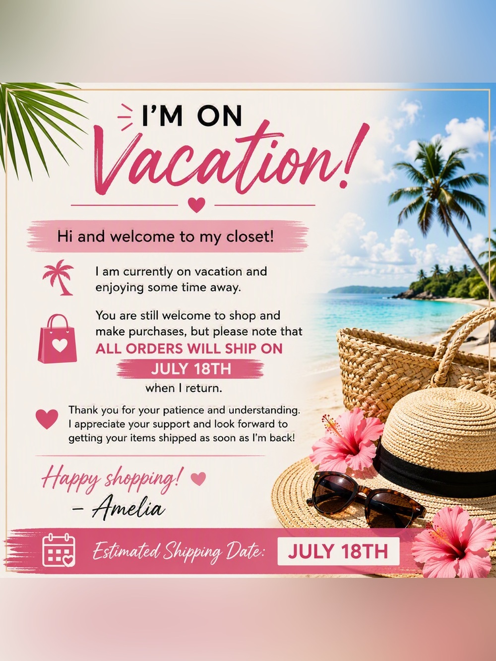 ⚠️ PLEASE READ: Vacation Shipping Delay ⚠️